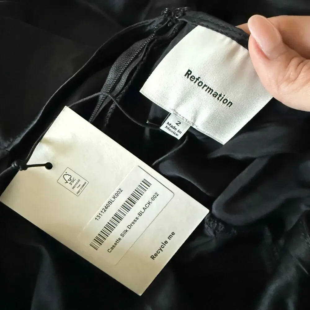 New Reformation Casette Silk Dress - Picture 5 of 5